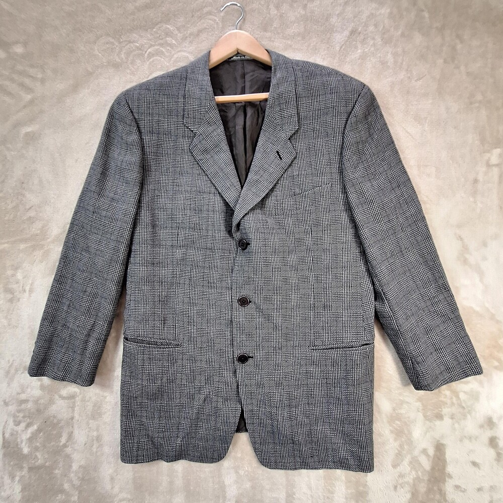 Giorgio Armani Blazer Mens 42R Glen Plaid Le Collezioni 3 Button Made in Italy